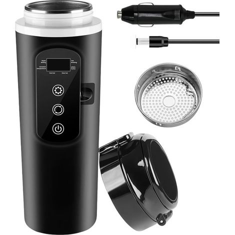 Bollitore da auto, bollitore da viaggio, 500 ml, 12 V, 24 V, elettrico, con controllo della temperatura e display LCD, bollitore portatile per camion, campeggio, viaggi, per tè, caffè, latte per neona (1/5)