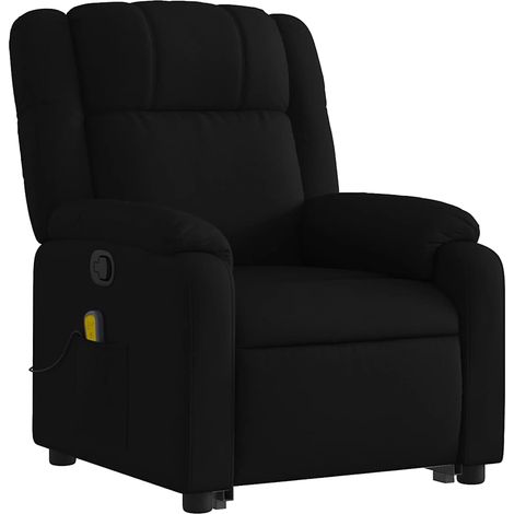Poltrona relax TV funzione massaggio reclinabile sollevamento elettrico in tessuto nero DEC027052