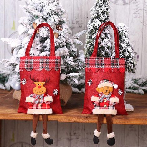 Set mit 4 Süßigkeitentüten, Weihnachtsdekorationen, Weihnachtsmann-Geschenktüten (1/5)