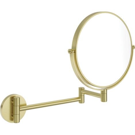 Specchio cosmetico con braccio di estensione in acciaio finitura oro spazzolato - Endor (1/2)