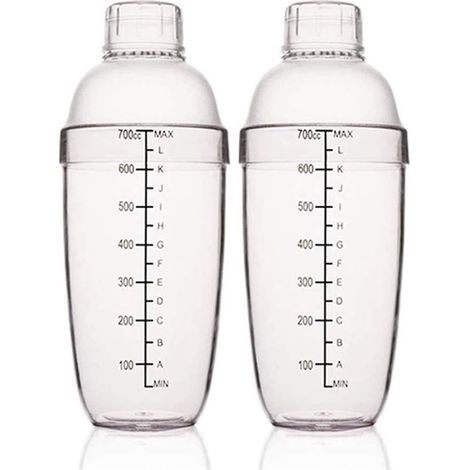 2-teiliges Cocktailshaker-Set aus Kunststoff, Getränkemixer, handlicher Cocktailshaker mit Flocken, Barwerkzeug, transparenter handlicher Getränkemixer, Tee-Cocktailshaker mit Flocken