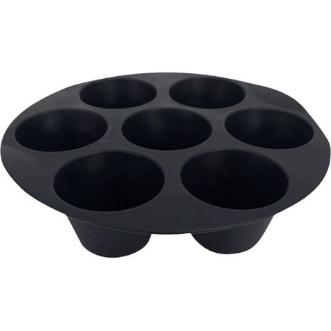 Moule à pâtisserie en Siliconen - 7 cavités rondes - Four, lave-vaisselle, micro-ondes, congélateur - Noir - Moule à gâteau - Cuisson - Gâteau, pâtisserie, chocolat, savon, pudding, etc. - 17,8 x 17,8 (1/4)