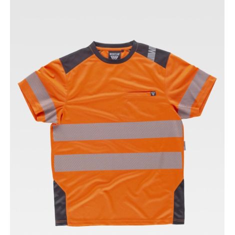 Camiseta de alta visibilidad manga corta en poliéster con cintas reflectantes segmentadas C9241 (1/2)