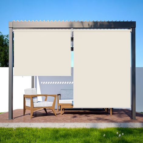 Jiubiaz Senkrechtmarkise 100x140 cm Balkonrollo Beige UV Schutz Sonnenschutz Sichtschutz wasserdicht wetterfest Balkon Terrasse