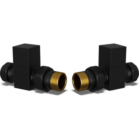 Square - Black Radiator Valves Straight 10mm