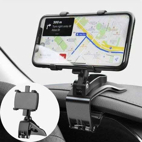 Support de téléphone voiture 360° Base antidérapante pour tableau de bord Compatible smartphones 4 à 7 pouces Installation facile (1/5)