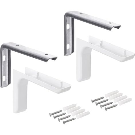 Console étagère support en métal pour montage mural - LEON Angle support tablette avec profondeur: 24 cm Capacité de charge jusqu'à 20 kg Incl. materiel fixation 2 Pièces (1/5)