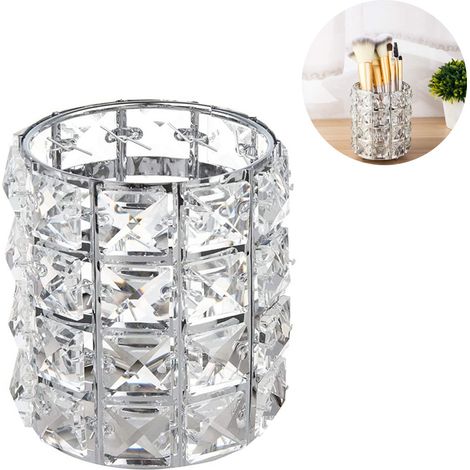 Boîte de rangement et de présentation cosmétique en cristal, porte-pinceaux de maquillage et boîte à bijoux, idéale pour une coiffeuse pot de rangement rond vintage pour outils de maquillage, parfai (1/5)