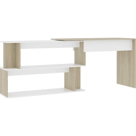 Maison Exclusive - Scrivania ad Angolo Bianca Rovere Sonoma 200x50x76 Multistrato