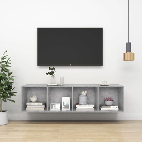 Meuble TV mural Gris béton 37x37x142,5 cm (1/5)