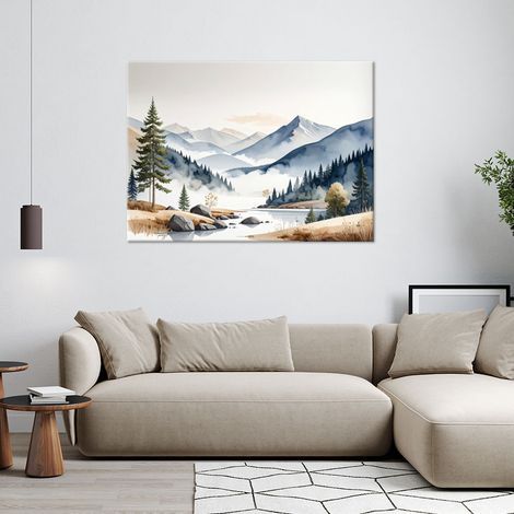 Wandbild Berglandschaft Natur Bäume Beige 60x40 (1/4)