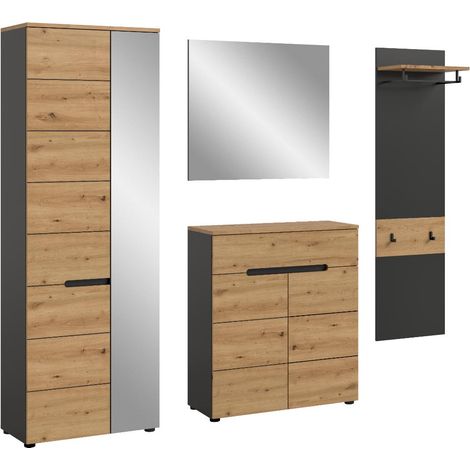 Canu Garderobenmöbel Set C23 Eiche Dekor, grau.