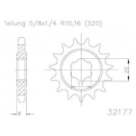 Pignon TT Sherco - 520 - 9 Dents - Made in Germany