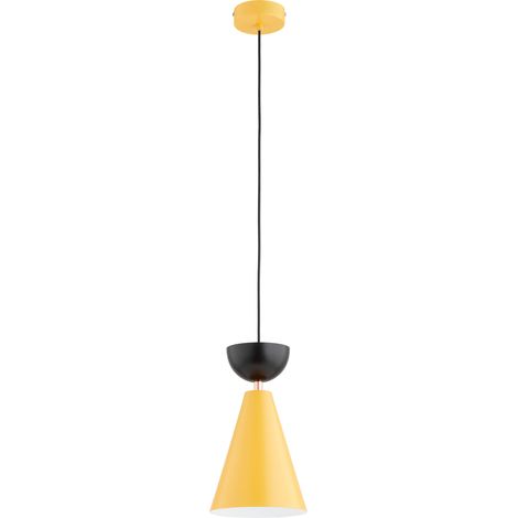 Suspension décorative conique jaune et noire en métal, 1 lumière E27 15 W, ENTORI Alfa