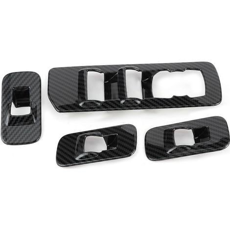4pcs garnitures de panneau de réglage de lève-vitre en fibre de carbone pour Ford F150 2015-2020, style sportif et élégant pour intérieur de véhicule. (1/4)