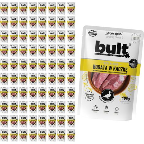 Alimento húmedo para perros BULT sabor pato, sobre de 80 x 100 g. (1/2)