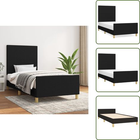 Bettgestell ohne Matratze Schwarz 80x200 cm Stoff - Bettes Gestell - Doppelbett - Boxspringbetten - Lattenrost - Schlafzimmer Möbel (1/5)