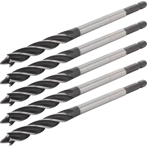 Lot de 5 forets à bois, scie cloche pour métal, mèche à tarière, 4 rainures, queue hexagonale, 10 mm (1/5)