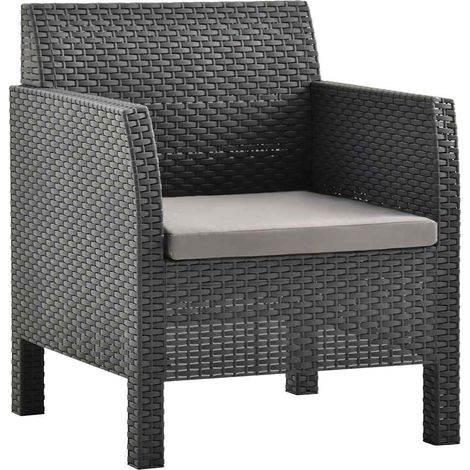 vidaXL Chaise de jardin avec coussin Anthracite 63x65x76 cm PP Rotin (1/5)