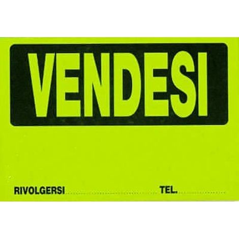 TrAdE Shop Traesio - Cartello Vendesi Plastificato Con Scritta 30 X 20 Cm Segnaletico -