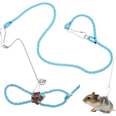 Kleintierleine, verstellbares Geschirr, blau, Führseil 82 cm, Outdoor-Zubehör für Mäuse, Ratten und Hamster (1/5)