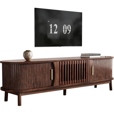 ELVMI Mobile TV con 2 Ante Scorrevoli, 1 Anta Ribalta e 3 Vani per Soggiorno in MDF 165 × 39,5 × 46 cm Marrone (1/5)