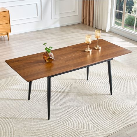 Mesa de comedor 190.5x80x76.2 cm nogal MDF y metal con diseño industrial (1/5)