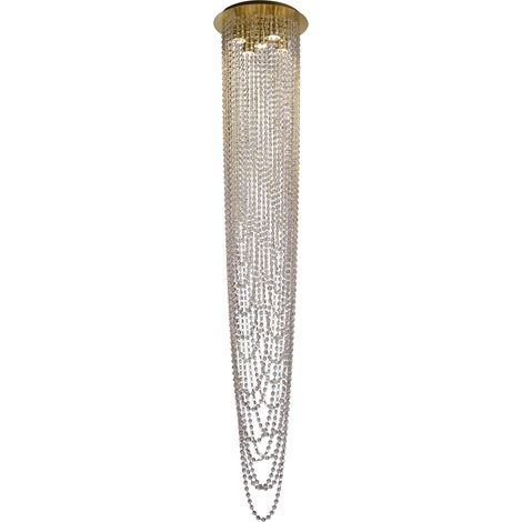 Searchlight Swoop Suspension à 5 lampes, laiton satiné et cristal transparent (1/4)