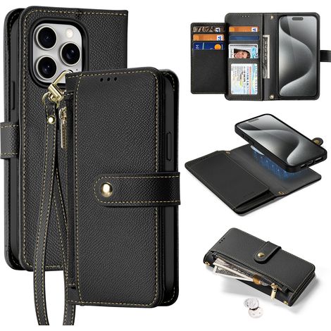 Custodia in pelle Dux Ducis Lawa per iPhone 15 Pro - Nera (1/5)