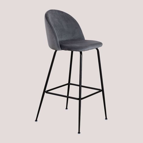 Pack de 4 taburetes altos en terciopelo Kana Design SKLUM     Negro    ↑75 cm (1/5)