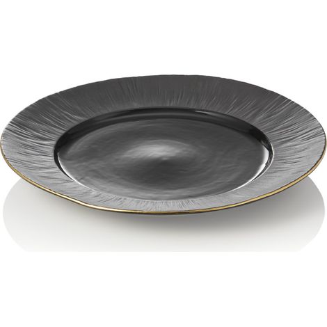 Assiette plate Ø 30 cm noir bord doré MAYA KURO lot de 2 - Was Germany (1/2)