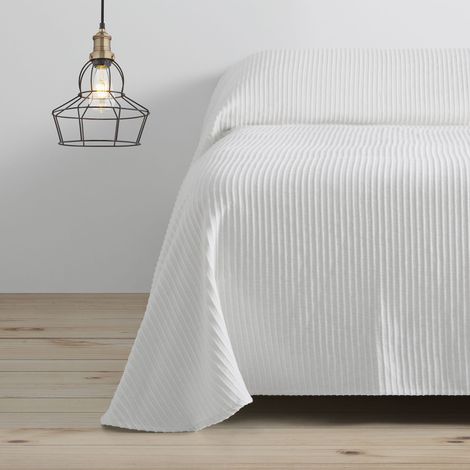 Colcha/Cubrecama de algodón reciclado Bali color Blanco para cama de 105 cm. (1/2)