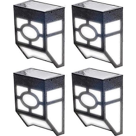Lot de lampes solaires murales avec éclairage LED pour terrasse, clôture, patio, porte d'entrée, jardin, aménagement paysager (1/4)