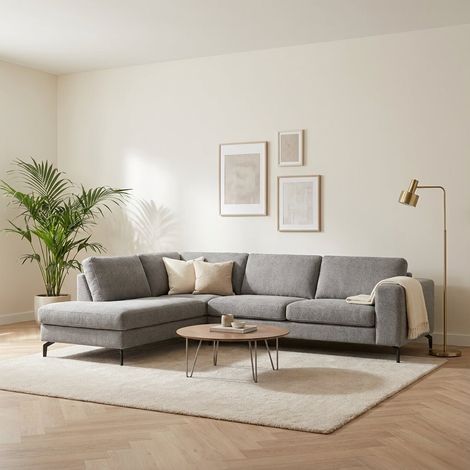 3-Sitzer Ecksofa Perla Stoff taupe links (1/5)