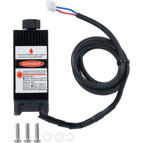 Módulo de grabado con interfaz de 3 pines, cabezal de grabado enfocable de 450 nm y 500 mW, luz azul-violeta de 12 V, enfoque ajustable para grabadores de mesa, madera, papel y cuero (hágalo usted mis (1/5)