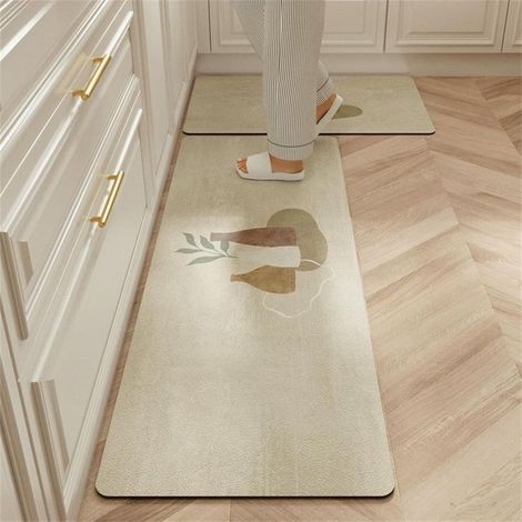 Tapis Cuisine Diatomite 40x120cm Nordique, Absorbant/Antidérapant, 2,5mm, Évier/Salon/SDB (1/5)