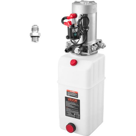 VEVOR Pompe Hydraulique Simple Effet, Groupe de Bennage pour Camion Benne 6 L, Mini Centrale Hydraulique pour Remorque a Benne Basculante, Pression de Decharge Max. 22 MPa et Debit 3,4 L/min