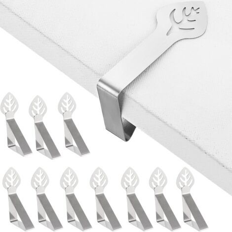 10 pinzas para mantel, pinzas decorativas para mantel hechas de acero inoxidable grueso, antideslizantes, adecuadas para picnics y barbacoas (diseño de hojas). (1/5)