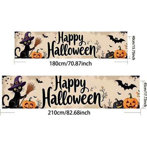 Bannière d'Halloween citrouille, décoration effrayante, ambiance festive - 40 x 180 cm - Style 22
