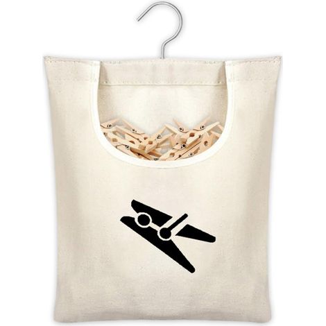 Sac à Pinces à Linge, Panier Pince à Linge a Suspendre, Panier a Epingle a Linge Exterieur, Porte Epingle a Linge avec Crochet, Portable Sac de Rangement pour Pinces à Linge Jouets Chaussette (1/5)