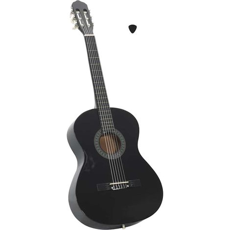 Guitare classique pour débutants Noir 4/4 39" Tilleul (1/5)
