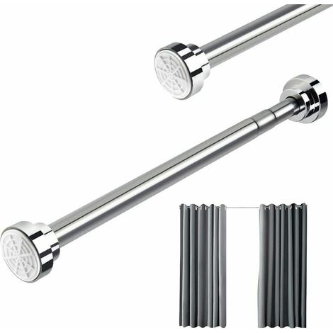 Barre de rideau de douche télescopique 55-85 cm en acier inoxydable, extensible sans perçage, longueur ajustable pour placard, salle de bain, fenêtres, portes (1/5)