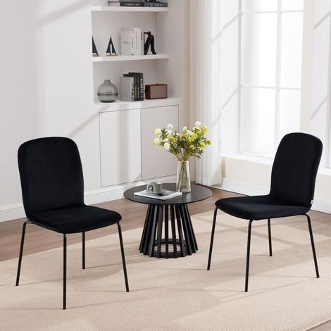 WOLTU 4x Esszimmerstühle mit Samt Gepolstertem Sitz, Rückenlehne, Küchenstuhl Polsterstuhl mit Metallbeinen, für Küche Büro, Schlafzimmer Esszimmer Wohnzimmer, Schwarz
