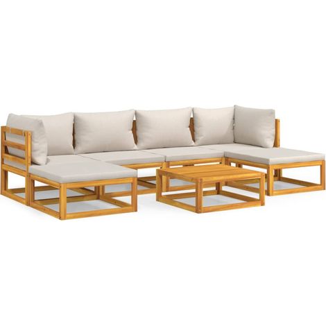 Maison Exclusive - Set Salotto Giardino 7pz Cuscini Grigio Chiaro Legno Massello