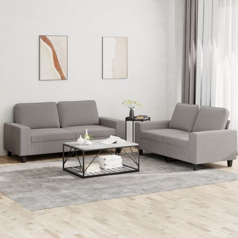 2-tlg. Sofagarnitur Taupe Stoff vidaXL