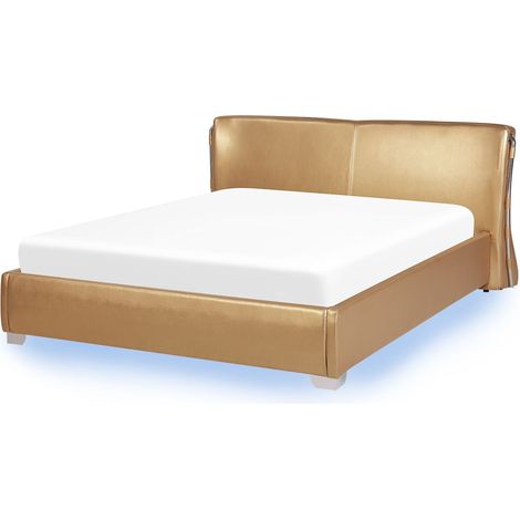 Waterbed with LED Leather PARIS 140 x 200 cm (EU Double) Gold (1/5)
