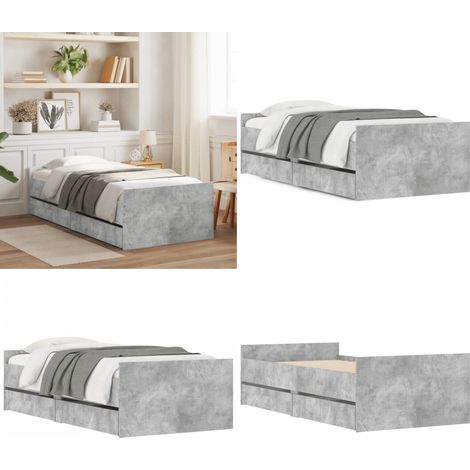 Bettgestell mit Schubladen Betongrau 100x200 cm - Bettesrahmen - Holzbett - Doppelbett - Bettkasten - Bettwäsche - Home & Living (1/5)