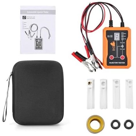 Testeur D'injecteur de Carburant et Nettoyeur. 8 Modes D'impulsion 2 Bornes Sortie. LCD Afficher la Protection Court-Circuit. avec 4 Adaptateurs Universels. pour Les (White) WHITE - (1/5)