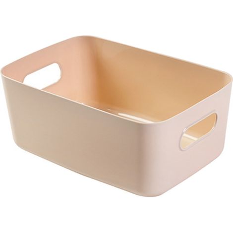 Panier de Rangement de Bureau en PP, Organisateur de Cosmétiques et Fournitures avec Poignée pour Maison, Grand Abricot (1/2)