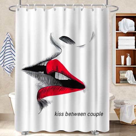 Rideau de bain en polyester 180x180 stylé protection douche pour baignoire asymétrique (1/5)